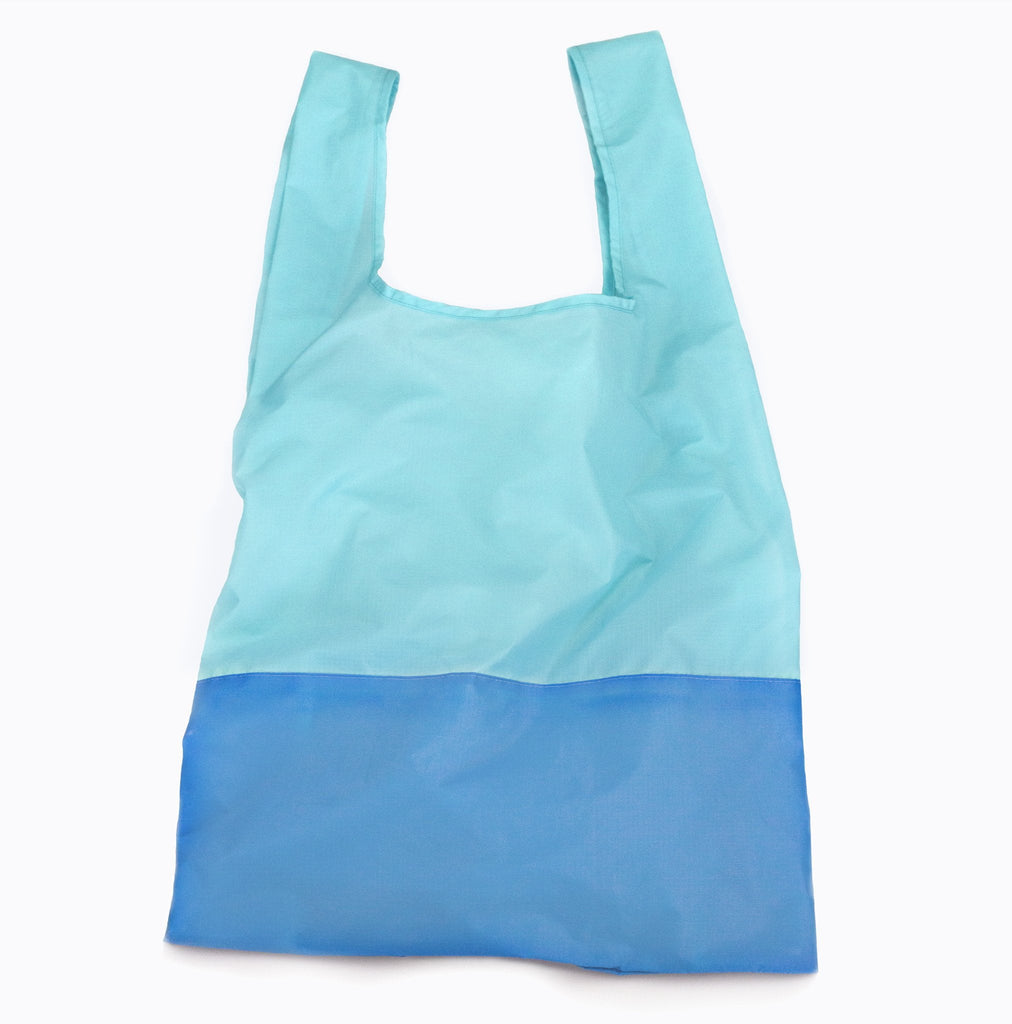  Recycled aqua and bondi blue foldable tote bag