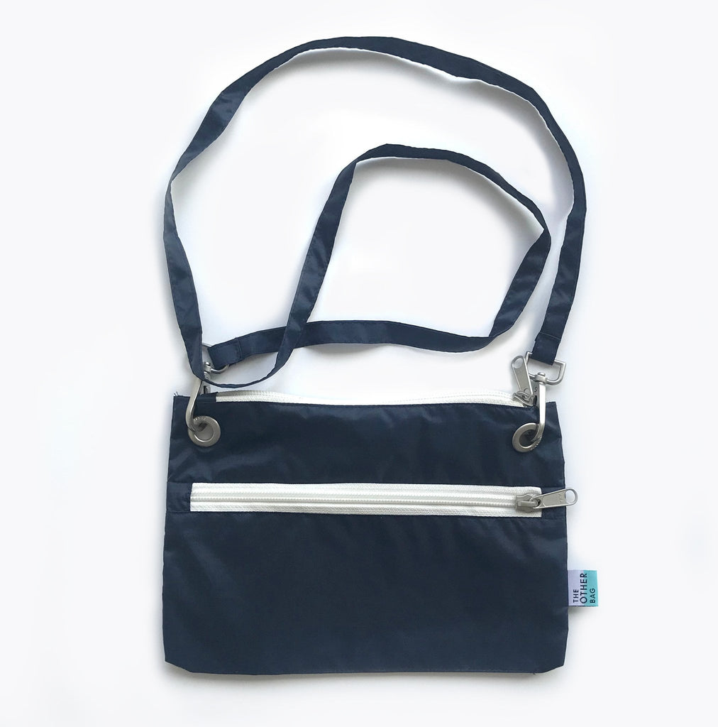navy sustainable eco friendly zip pouch