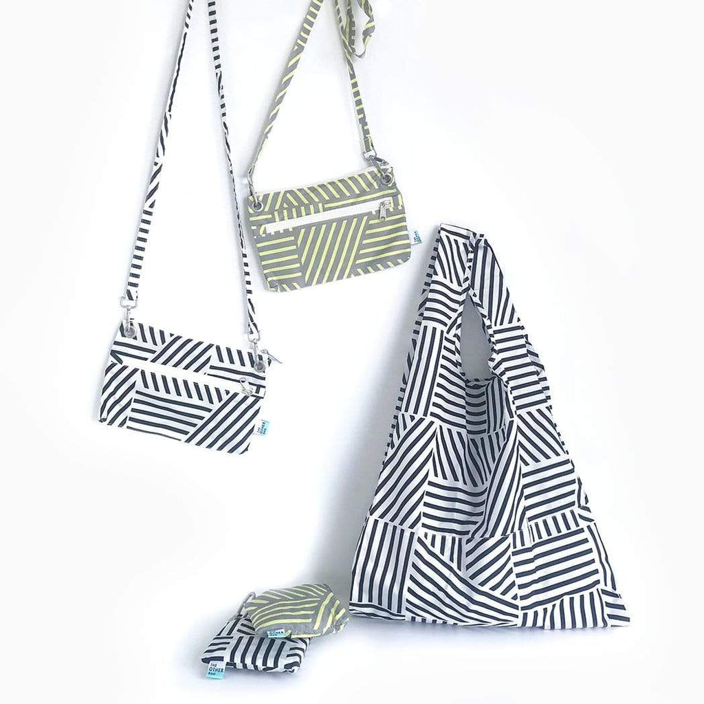 Recycled plastic bottles printed fabric shopping bags and zip pouches